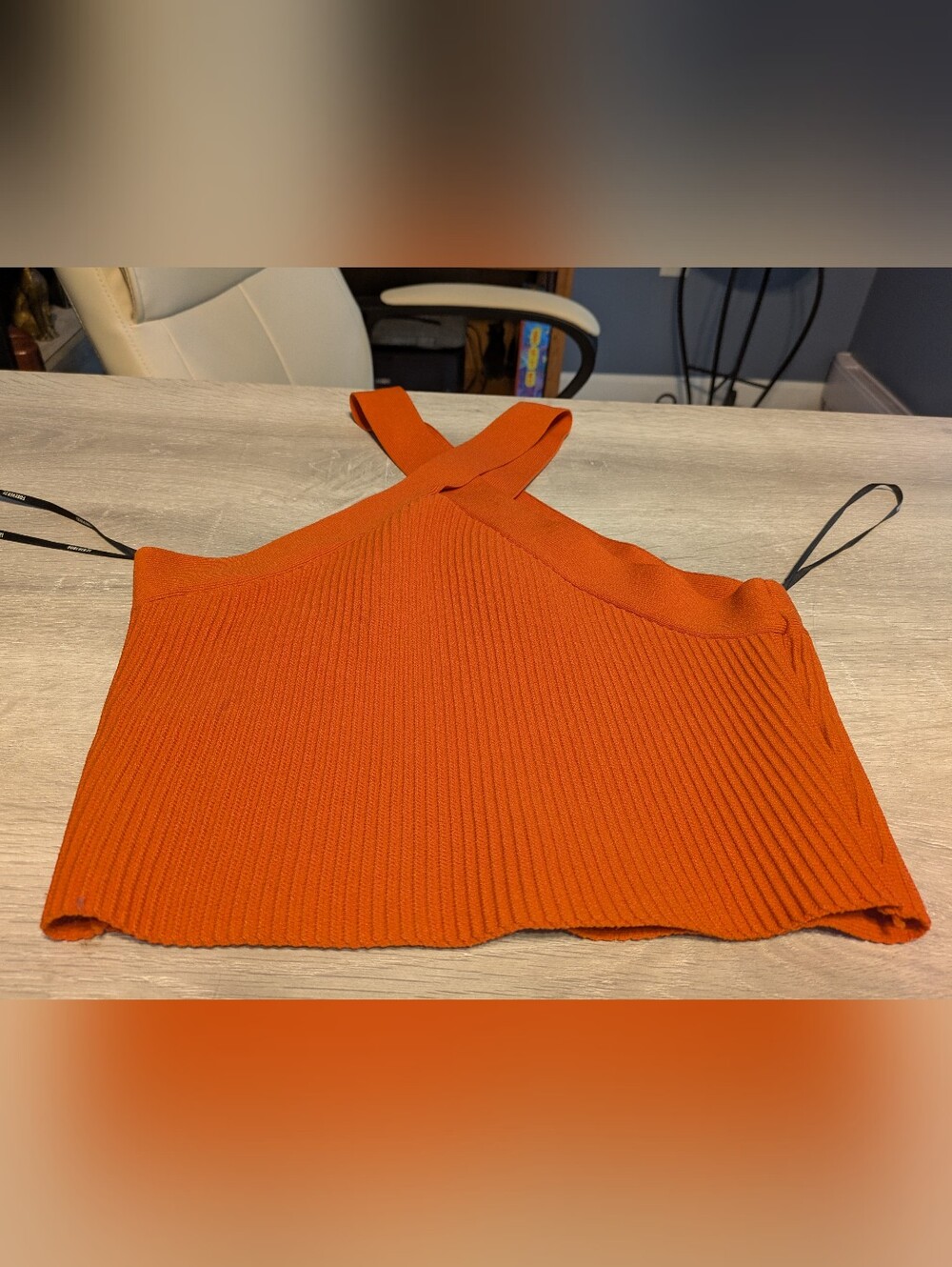 Forever 21 Orange Ribbed Cross-Strap Crop Top